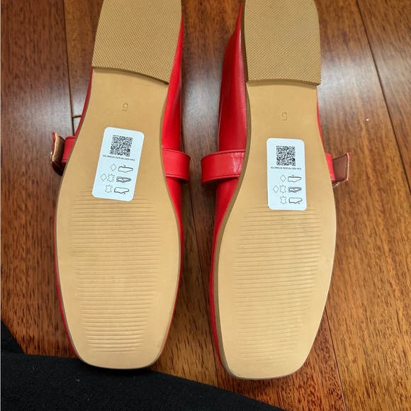 NEW IN BOX ASOS red leather ballet flats - Picture 6 of 8